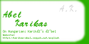 abel karikas business card